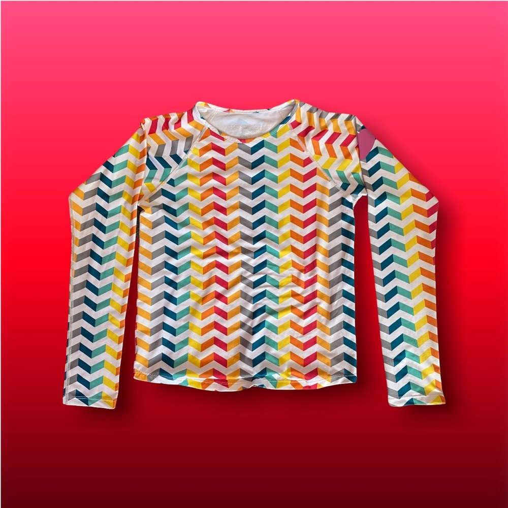 Running skirts multi colored zigzag pattern run top ,gently used . Size Small